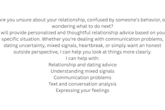 give personalized relationship advice