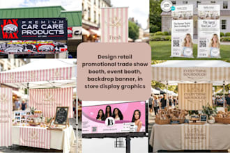 design retail promotional trade show backdrop banner, in store display graphics