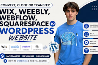 convert clone or transfer wix, weebly, webflow, squarespace to wordpress website