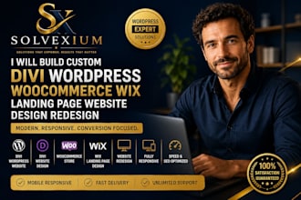 build custom divi wordpress woocommerce wix landing page website design redesign
