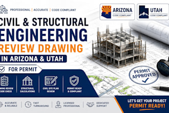 do civil and structural engineering, review drawing in arizona utah for permit