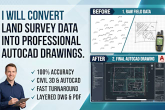 convert land survey data into professional autocad drawings