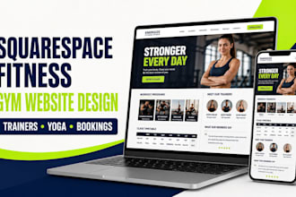 squarespace design gym website, fitness trainer yoga website
