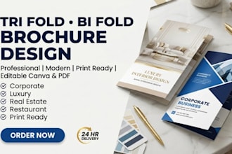 design trifold brochure, bifold business brochure tri fold
