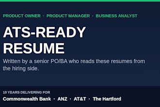 write an ats ready product manager, product owner or ba resume