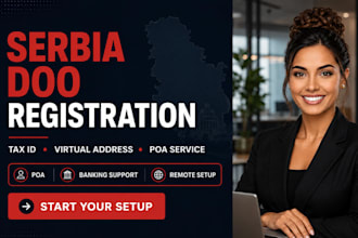 register serbia doo company, apr filing, tax id pib virtual address, banking poa