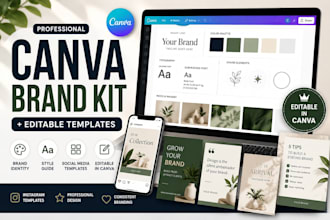 create a professional canva brand kit and editable social media templates