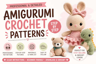 create detailed amigurumi crochet patterns with step by step instructions