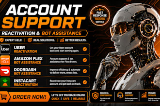 do uber reactivation, amazon flex bot, doordash bot, and instacart reactivation