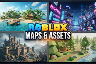 create a custom roblox game environment, 3d game environment and 3d game assets