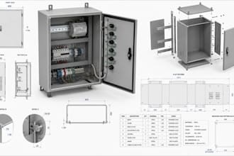 design electrical control panel cad, enclosure and sheet metal drawings