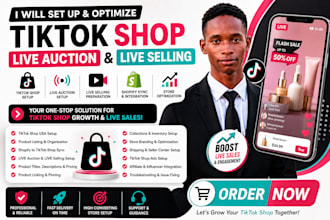 set up tiktok shop, live auction and live selling