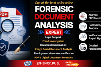 analysis PDF documents, handwriting, verification of forged signatures, reports