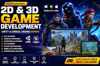 develop a 2d 3d game roblox minecraft games unity unreal engine