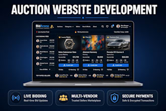 develop a live auction website, bidding platform and multivendor marketplace