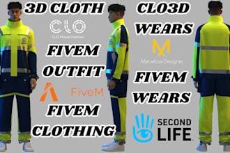 design high quality fivem clothing, eup packs, 3d garment, clo3d secondlife wear