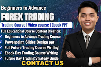 create a professional forex trading course, ebook, video course and PPT