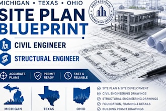 do michigan texas ohio site plan blueprint civil engineer structural engineer
