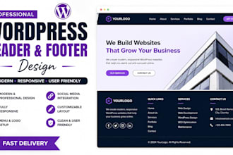 design a modern responsive wordpress header and footer