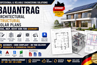bauantrag architectural structural solar plans hvac, mep, revit bim for germany