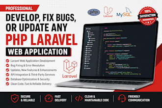 develop, fix bugs or update any PHP laravel web app, mysql, nextjs, wordpress