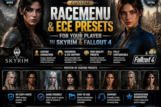 create custom racemenu ece presets for your player in skyrim game and fallout 4