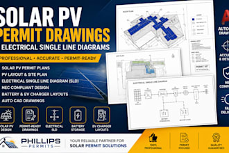 design solar pv permit drawings and electrical single line diagram using autocad