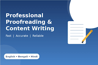 proofread, edit and write engaging content in english