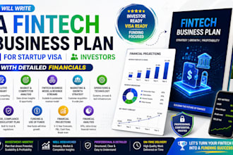 write a fintech business plan for startup visa and investors with financials