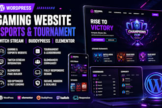 wordpress gaming website esports tournament twitch stream buddypress elementor