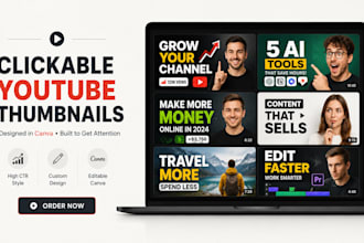 create clickable canva youtube thumbnails, canva thumbnail design, canva pro