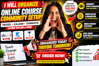 do organize online course community skool kajabi course outline