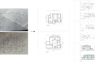 draw architectural floor plans, elevations and sections in revit and cad