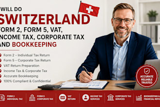 do switzerland form 2, form 5, vat, income tax, corporate tax and bookkeeping