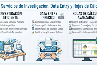 investigación de datos y organización en hojas de cálculo