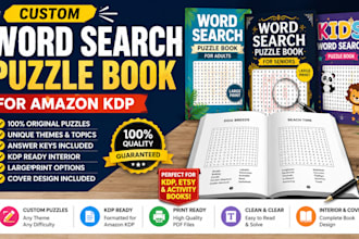 create custom word search puzzle book for amazon KDP activity book