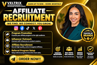 recruit targeted affiliates and influencers for your affiliate program