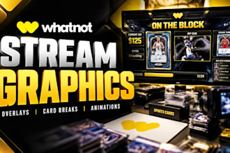 create custom whatnot card break overlays, scoreboards and stream animations