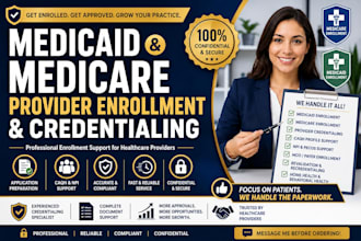 handle medicaid medicare provider enrollment credentialing, recredentialing caqh