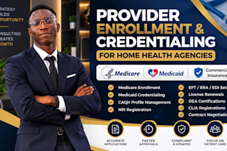 handle medicaid medicare provider enrollment credentialing, recredentialing caqh