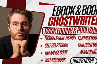 be fiction editor non fiction ghostwriter, ebook writer KDP ghost book writer