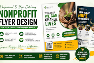 design nonprofit flyer, donation, charity, ngo, fundraising, sponsorship qr code