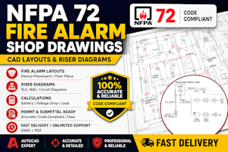 design nfpa 72 fire alarm shop drawings, cad layouts and riser diagrams