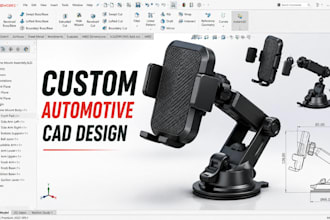 design custom automotive accessory cad, solidworks fusion360 3d model prototype
