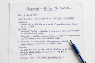 do neat handwriting for notes, assignments and letters