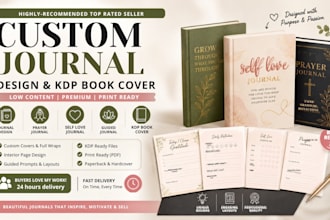 create journal, prayer, guided, self love journal design low content book cover
