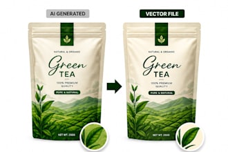 convert ai generated pouch, box and label into editable print ready vector files