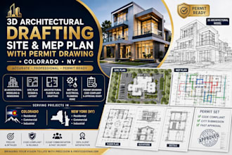 3d architectural drafting site and mep plan with permit drawing in colorado ny