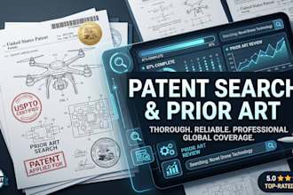 draft and file provisional patent, utility patent search and prior art search