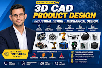 3d cad design industrial product design 3d model in solidworks for manufacturing